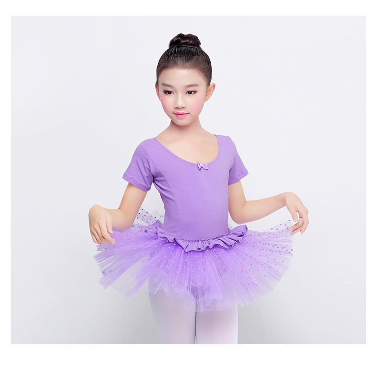 Quần áo trẻ em mùa hè quần áo ngắn tay phân loại phù hợp với váy dài tay múa ba lê váy cô gái thực hành quần áo trang phục đồ bộ cho bé