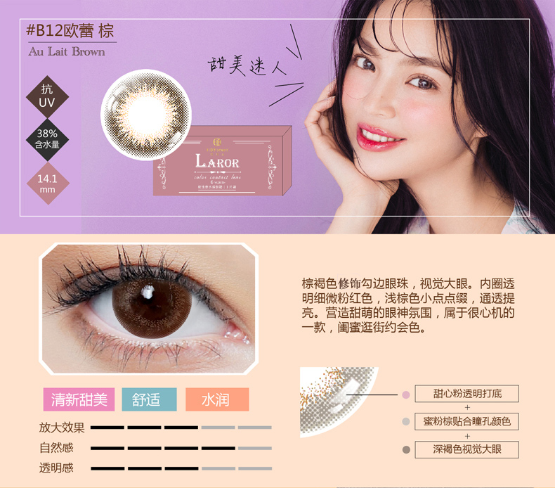 Youlumei Nhật Bản làm đẹp máu hỗn hợp trong nửa năm để ném một mảnh kính vô hình đường kính lớn và nhỏ màu đỏ với nữ - Kính đeo mắt kính tròng kính đổi màu