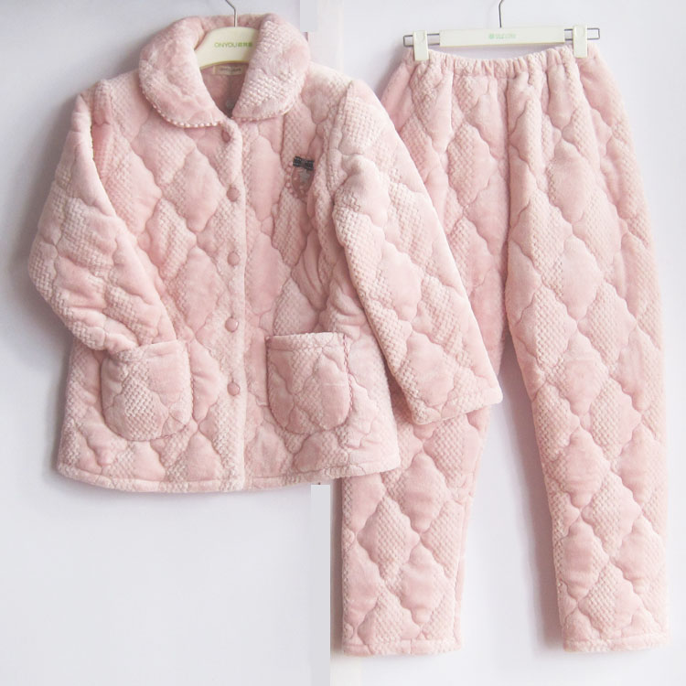 New Deposit Oilinya Bamboo Fiber Heating Clothing Lady's Pajamas Home Clothing Set FJ96241