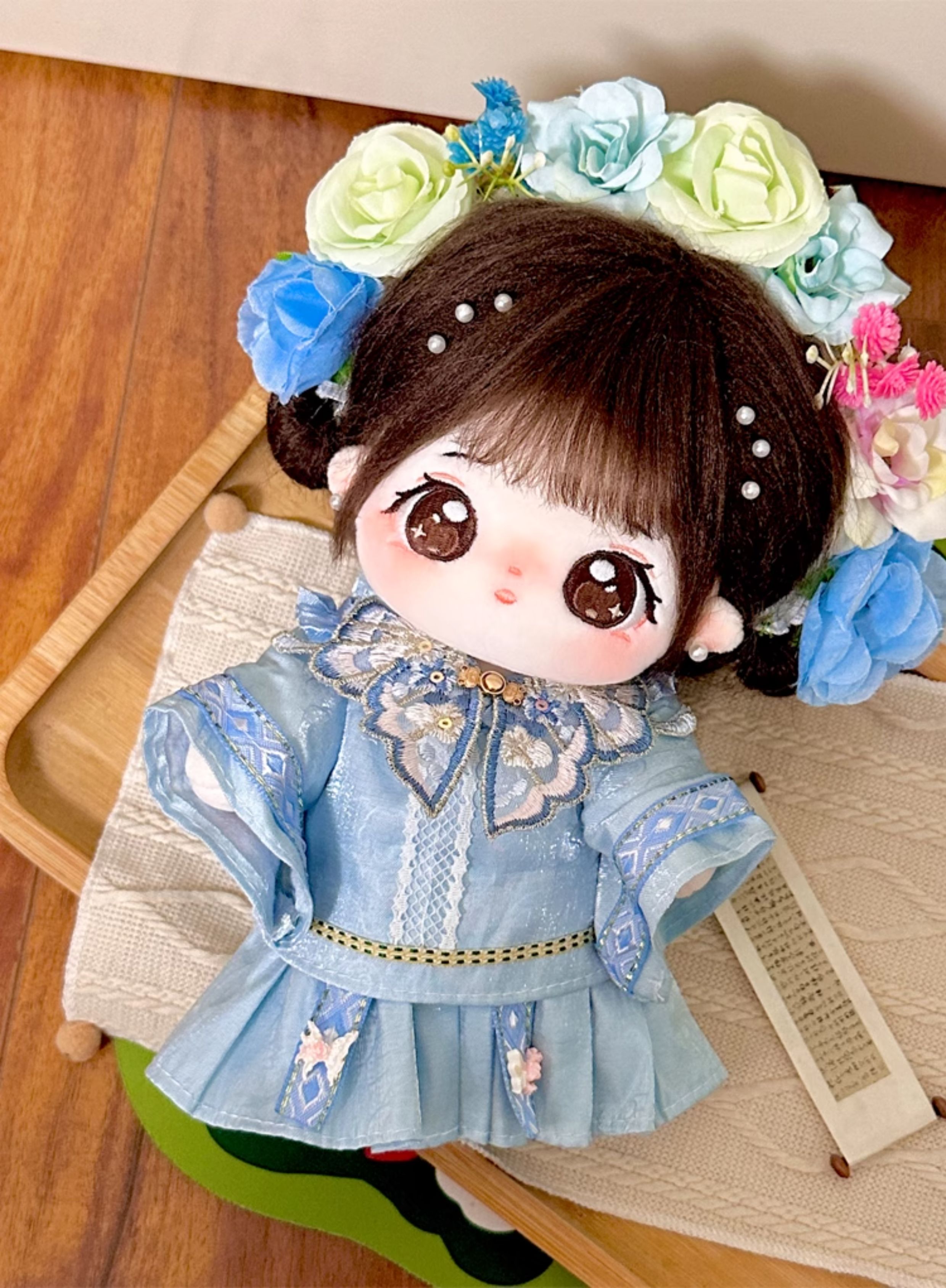 巧芙棉花娃娃正版女20cm公仔玩偶簪花汉服娃衣可换装古风衣服套装