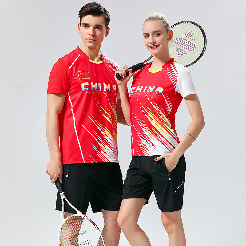Chinese team badminton suit suit Men's and women's quick-drying short-sleeved table tennis suit Volleyball sportswear Children's game uniform
