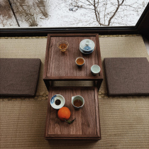 Bay window tea table ebony solid wood Japanese style tatami kang table low table small apartment table balcony tea table small coffee table
