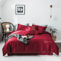 Simple daily available Western-style wedding red four-piece cotton cotton wedding high-end atmosphere wedding room festive