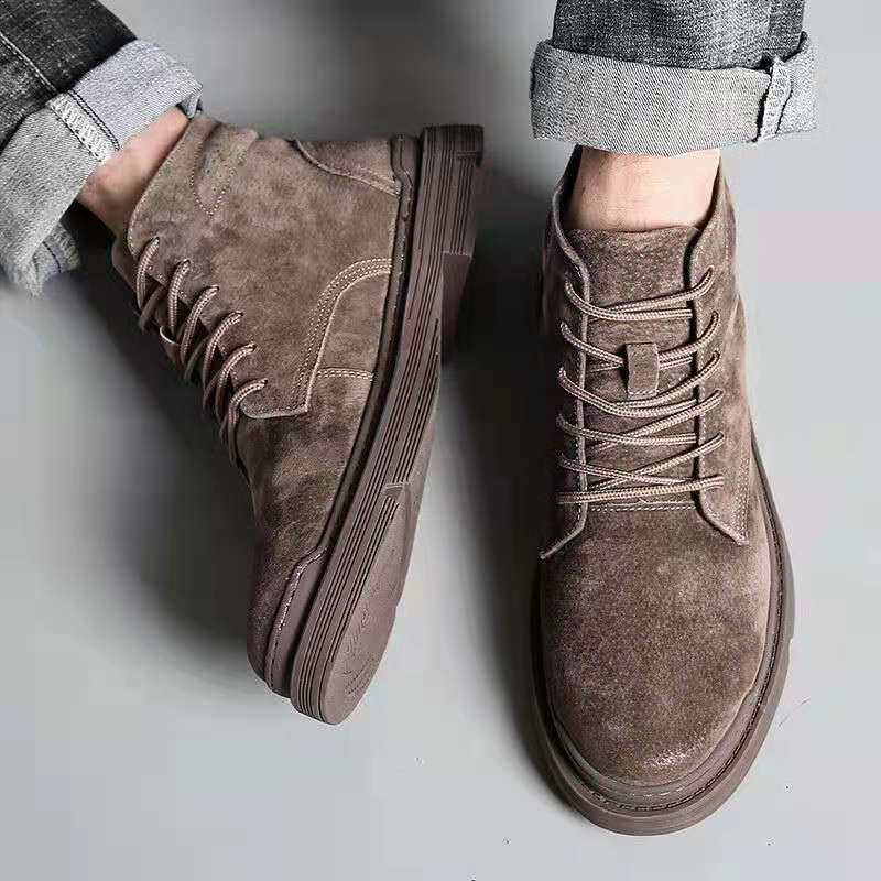 Martin boots men's autumn motorcycle boots high-top shoes for tactical leather tooling war wolf desert tide training leather boots winter