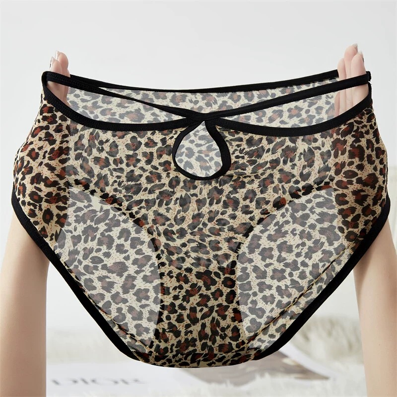 【 45-100kg 】Women's Leopard Print Mesh Panties, Comfortable, Breathable, Hip-Hugging, Hollow-Out, High-Elasticity, High-Waisted, Large Size Panties 【 45-100kg 】Women's Leopard Print Mesh Panties, Comfortable, Breathable, Hip-Hugging, Hollow-Out, High-Elasticity, High-Waisted, Large Size Panties