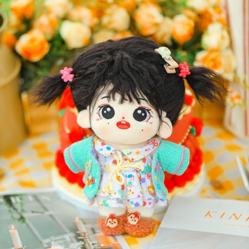 Original 20cm Cotton Dolls Stars Q version of Fried Mulled Milk Curl Nudiva Roll Frills (without clothes)
