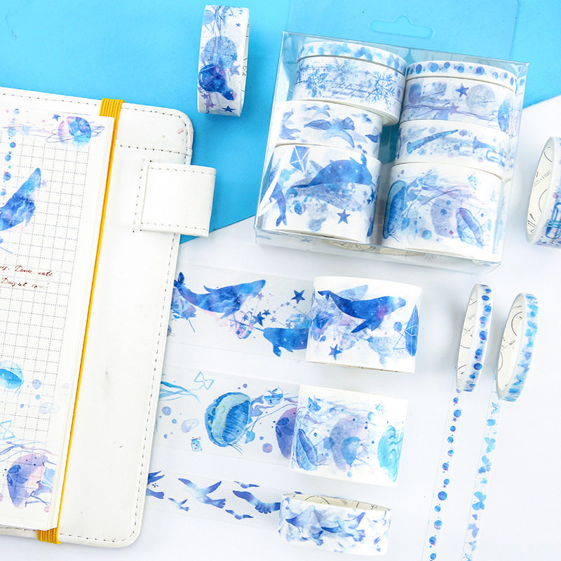 Set and paper tape small fresh and cute stickers hand ledger decorative paper ancient style character tape packaging Japanese