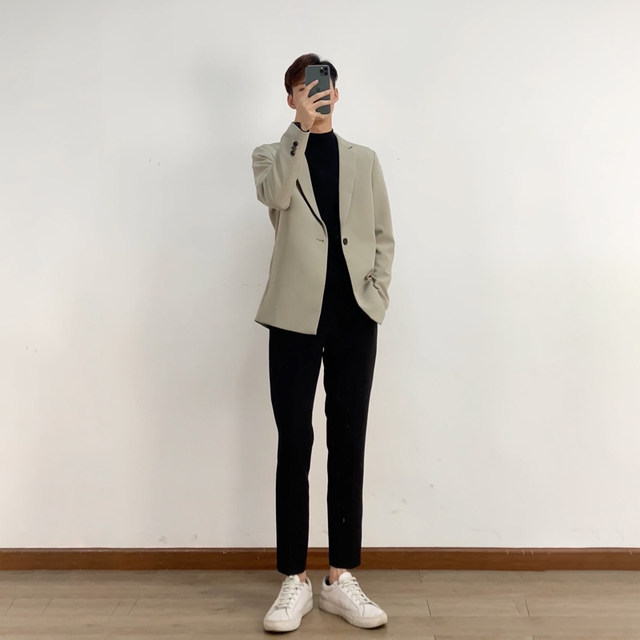 2023 coat men's spring and autumn new style light mature style men's single-breasted small suit single suit casual suit men's Korean version