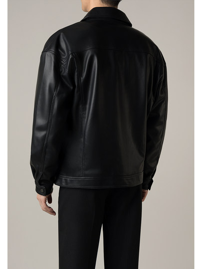 Men's Cool and Stylish High-End Motorcycle Short Leather Jacket, New Trendy Loose Pu Leather Jacket for Men in Spring and Autumn