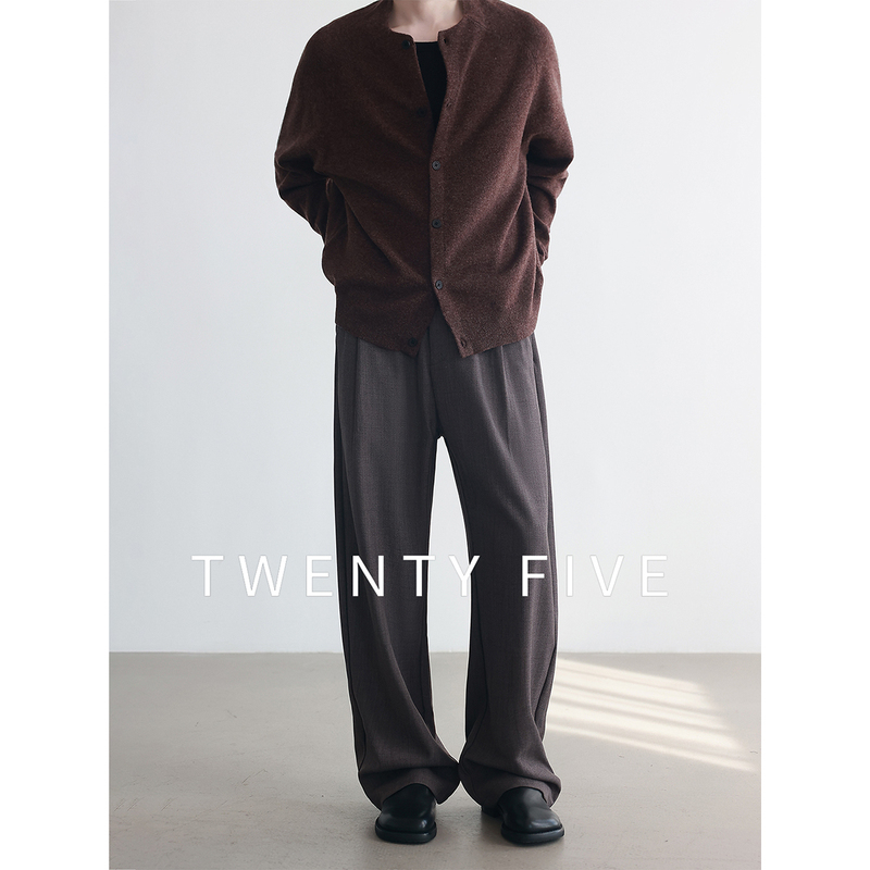 Sheep Wool Autumn and Winter Relaxed and Lazy Men's Cardigan Autumn and Winter Fashionable Casual Old Money Style Round Neck Knitted Warm Sweater