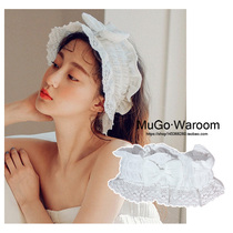 MuGo is full of fairy-like Korean lace summer thin wide-faced headband face wash mask wash headband