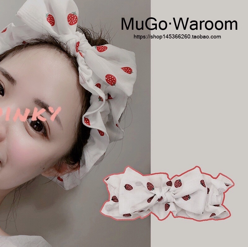 MuGo ultra-sweet ~ small strawberry summer thinness washed face hair with Korean sweet and beautiful butterfly knot elastic bunches