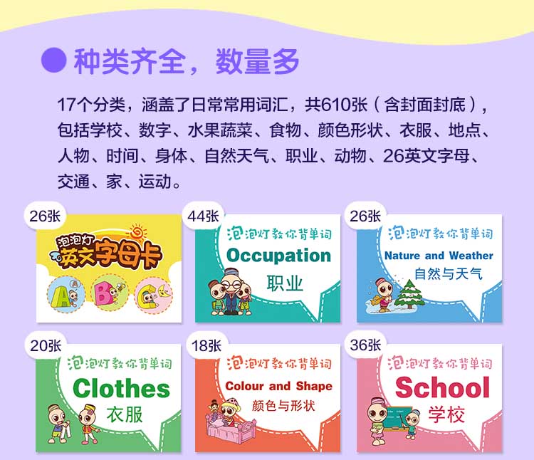 英语单词卡片初学入门儿童小学生图片音标例句