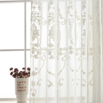 Custom European ins cotton linen embroidery curtain white embroidered curtain finished bedroom balcony living room floor-to-ceiling windows