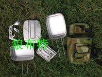 Single soldier field cookware multifunctional tableware camping cookware stainless steel tableware heating lunch box wild tableware
