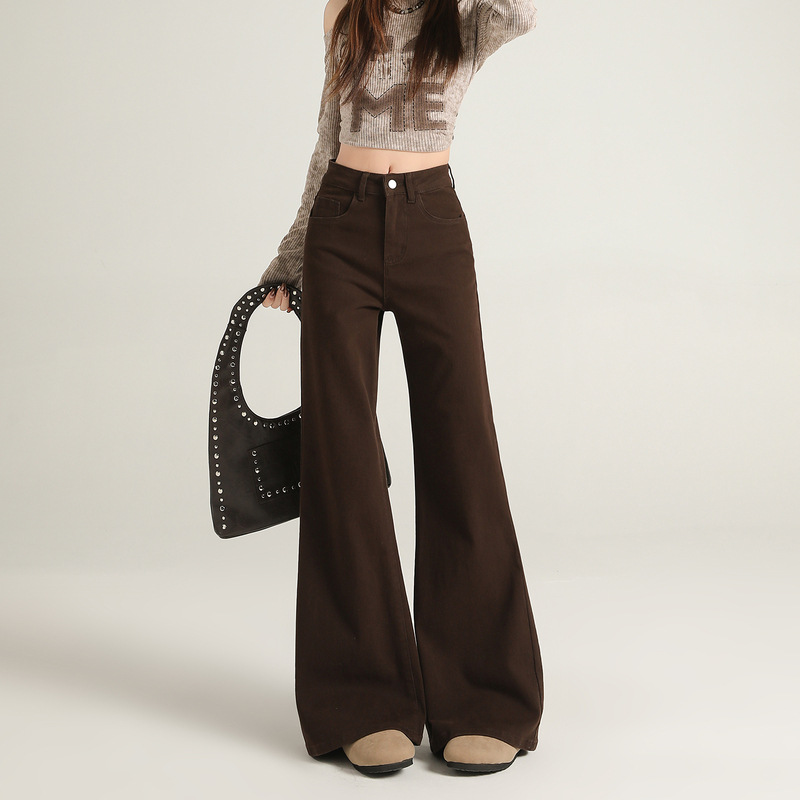 Coffee-Colored, Non-Tight-Fitting, Slightly Flared Jeans for Women, Summer 2026 New Style, High-Waisted, Loose, Thin, Stretchy, Slimming Bell-Bottom Pants Coffee-Colored, Non-Tight-Fitting, Slightly Flared Jeans for Women, Summer 2026 New Style, High-Waisted, Loose, Thin, Stretchy, Slimming Bell-Bottom Pants