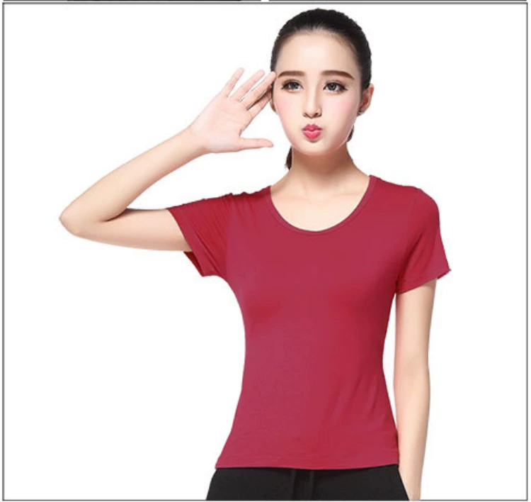 Liu Mei vuông nhảy trang phục áo sơ mi ngắn tay cổ tròn mùa hè quần áo khiêu vũ quần áo khiêu vũ Latin tập thể dục áo thun - Khiêu vũ / Thể dục nhịp điệu / Thể dục dụng cụ giày khiêu vũ nam
