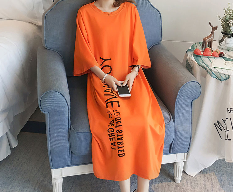 Trên đầu gối dài phần váy dài nữ béo mm kích thước lớn váy ngủ modal đồ ngủ mùa hè mới cotton lỏng nhà mùa xuân - Đêm đầm đồ bộ mặc nhà cao cấp