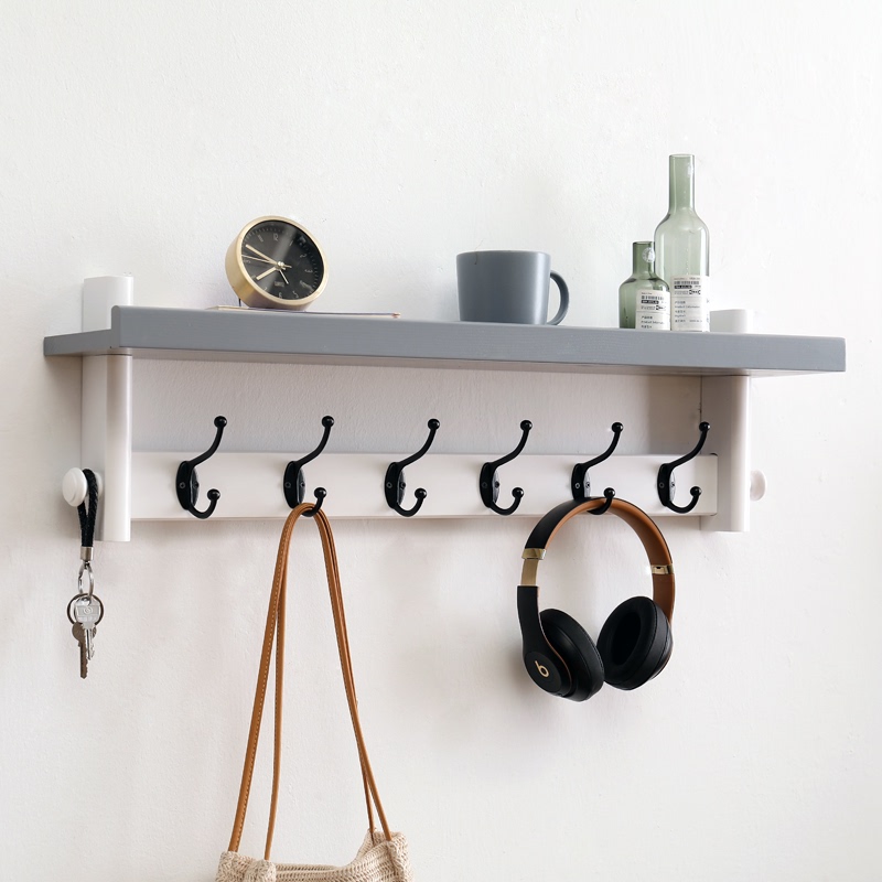 Solid Wood Wall-Mounted Coat Rack, Bedroom Entryway Hook, Storage Rack, European-Style Foyer Coat Hook, Wall-Mounted