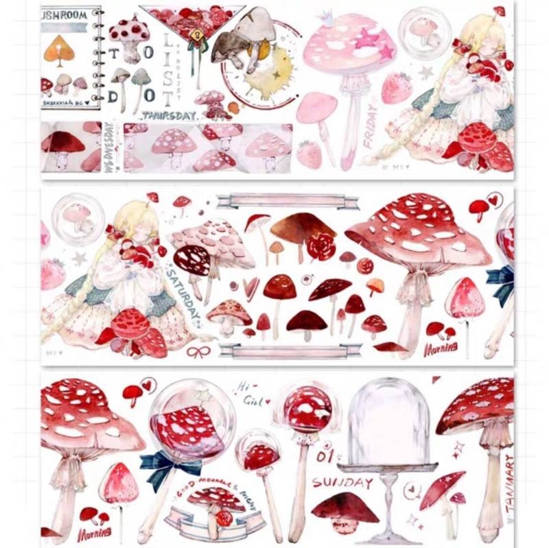 Split up] This preliminary paper and adhesive tape mushroom mushrooms sweet mushrooms and paper PET prints under the lower down