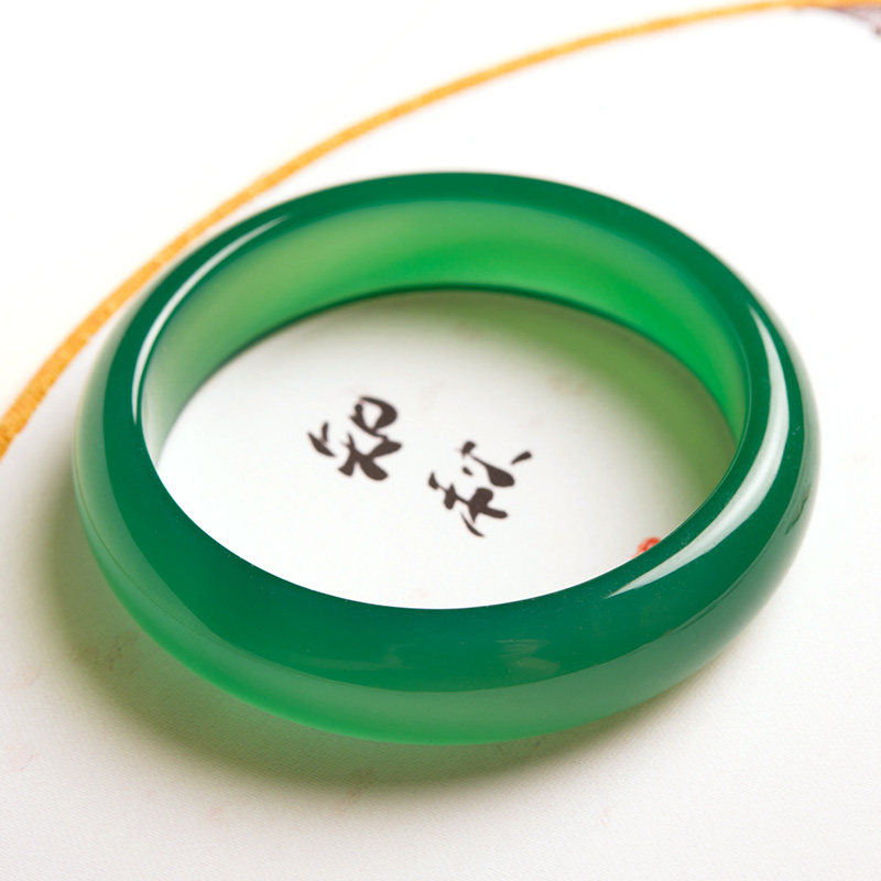 Brazilian natural agate bracelet women's high ice species emperor green chalcedony bracelet spinach green primary color emerald jade