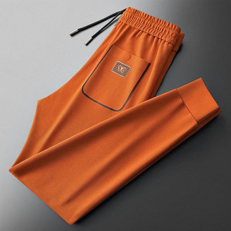 Light Luxury Autumn Versatile Pineapple Orange Pants Men's Trendy Stylish Jogger European Style Nine-Point Casual Sports Pants Men