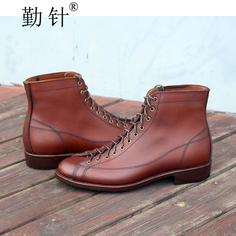 Qinyu Handmade Boots, Short-Face Boots, First-Layer Calfskin Colored Goodyear Boots, Work Boots, Boxing Boots Qinyu Handmade Boots, Short-Face Boots, First-Layer Calfskin Colored Goodyear Boots, Work Boots, Boxing Boots