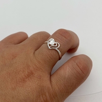 Sterling silver simple ring heart-shaped lucky character ring female couple adjustable size circle flower niche design