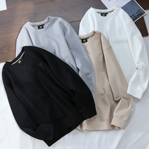 Foreign Trade Cut Mark ~ Basics ~ Waffle Fabric ~ Mens Fall Round Collar Embroidered Long Sleeve Jersey Undershirt