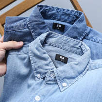 Incomparable Single Goods Foreign Trade Factory Cut B Mens Fall Denim Fabric Casual Long Sleeve Shirt Tide