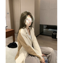 Beige stitching air texture casual blazer women design sense minority spring and autumn thin model 2021 New Coat