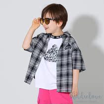 Kiddielove Japan Kids X-largeKids Cotton Plaid Loose Short Sleeve Shirt 22s