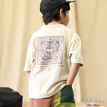 Kiddielove Japanese childrens clothing CAMP7 cotton back pattern personality loose short-sleeved T-shirt