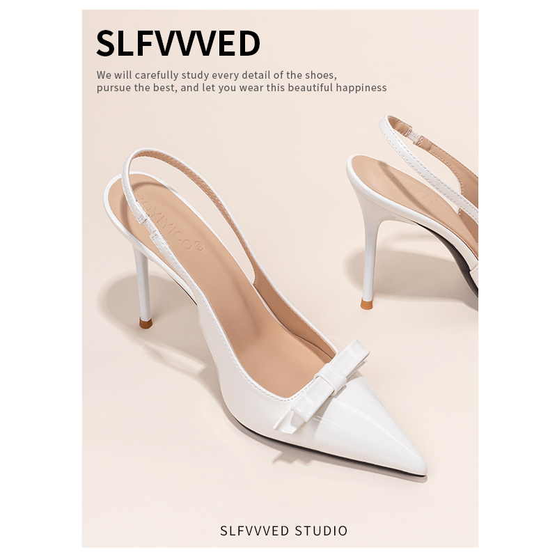 Slfvvved Women's Sandals High Heels Stiletto Pointed Toe Bow Elegant High-End Shoes 2026 New Model White Slfvvved Women's Sandals High Heels Stiletto Pointed Toe Bow Elegant High-End Shoes 2026 New Model White