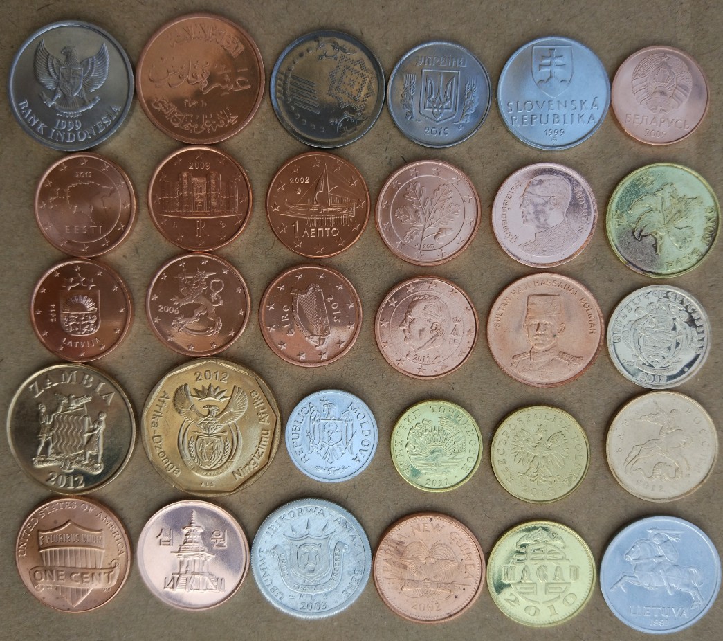 30 countries(or regions)30 coins World foreign coins commemorative coins 2 sets of 60 regions