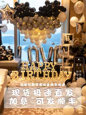 Birthday party party decoration decoration supplies girl boy surprise scene balloon boy and girl friend background wall