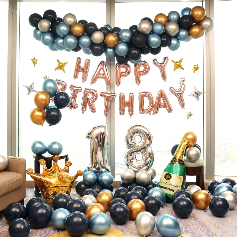 Boy happy birthday balloon decoration Net red package boyfriend surprise party scene decoration background wall