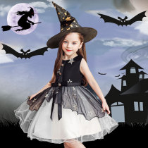 Children's Halloween costume Girls Middle School Girls Kindergarten Witch Cos Black Performance Dress