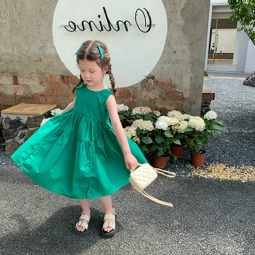 Юбка на девочку, цветная летняя одежда, тонкая майка топ, детское платье без рукавов, детская одежда, коллекция 2023