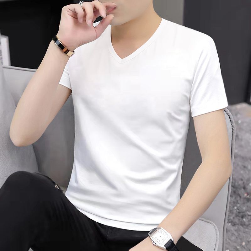 Ice Silk Crew Neck Men's Short-Sleeve T-Shirt Summer Men's Shirt for Hot Weather Outerwear 2025 Autumn Clothing Top