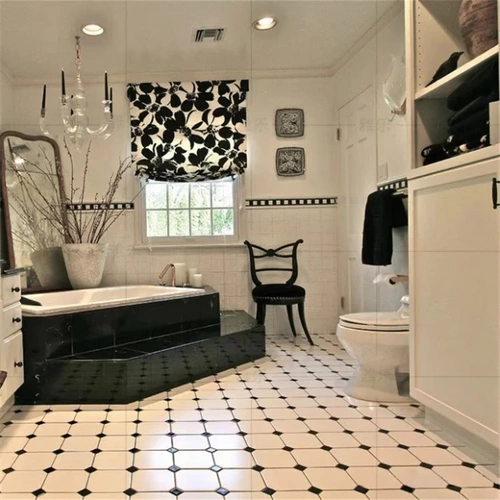 Восьмиугольная керамическая мозаика матовая черно -белая анти -стекло ванная комната ванная комната кухонная плитка плитка плитка на стена