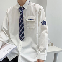 DK uniform mens original genuine embroidery design sense basic jk shirt long-sleeved student dress college style shirt