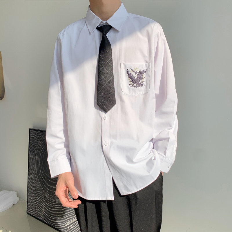 dk uniform men's high-end shirt Hong Kong style Japanese college style couple jk tie shirt class clothes loose clothes