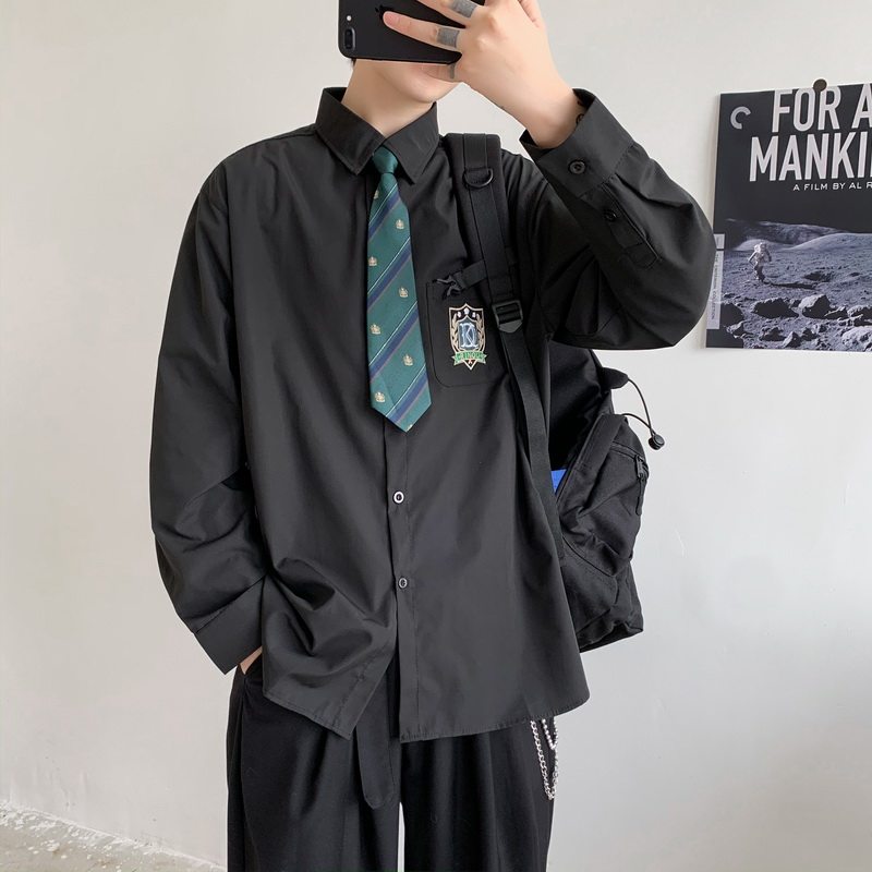 Dk Uniforms Foundation of the foundation Yuppie Handsome White Shirt Male Long Sleeve College Customs lovers Costume Jk Shirt School Season Students Class Clothes