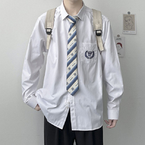 Fujiwara nokawa dk uniform men's full jk shirt long sleeve class uniform student dress academic style high school white shirt