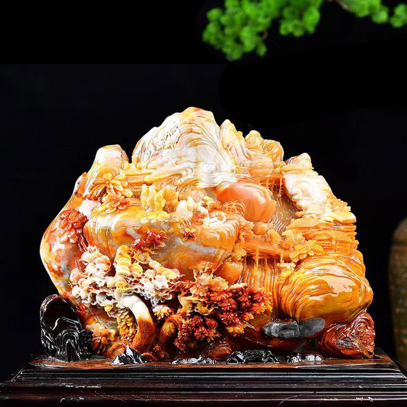 Natural Shoushan Stone Living Room Handmade Original Seal Engraving Material Move to Opening Gift Gift Sending Stone Carving Craft Gift Decoration Large Decoration