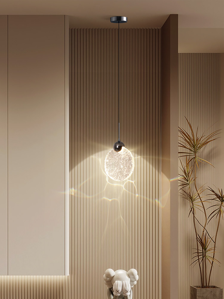 Crystal Bedside Pendant Light, Atmospheric Decoration for the Bedroom, High-End Floating Ice Light, Light Luxury Entryway Hallway Pendant Light