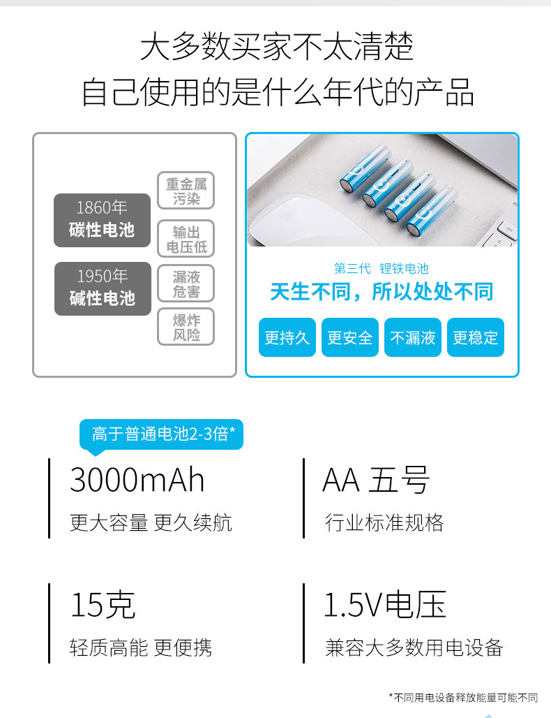 耐时 5号锂铁电池 8支装 3000mAh 图7
