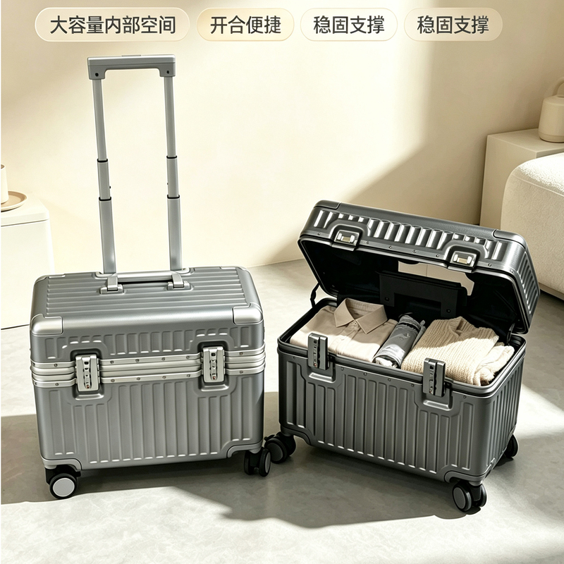 Flip-Top Aluminum Frame 18inch Carry-On Suitcase Men's Luggage Boarding Photography Case Women's Travel Suitcase Trolley Case Password Lock Case Flip-Top Aluminum Frame 18inch Carry-On Suitcase Men's Luggage Boarding Photography Case Women's Travel Suitcase Trolley Case Password Lock Case