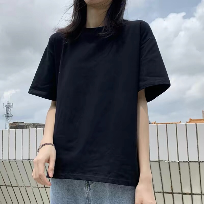 Pure Cotton Short-Sleeved Black T-Shirt for Women 2026 Summer New Casual Versatile Mid-Length Top Loose Plus Size Women's Clothing Pure Cotton Short-Sleeved Black T-Shirt for Women 2026 Summer New Casual Versatile Mid-Length Top Loose Plus Size Women's Clothing